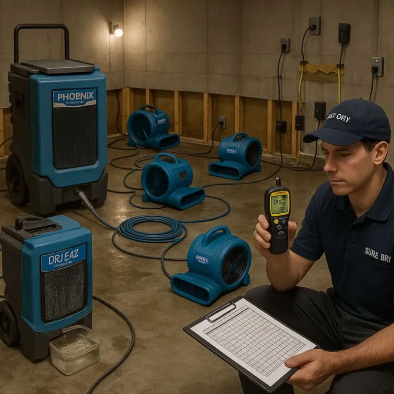 Structural Drying and Dehumidification process in West Warwick, RI